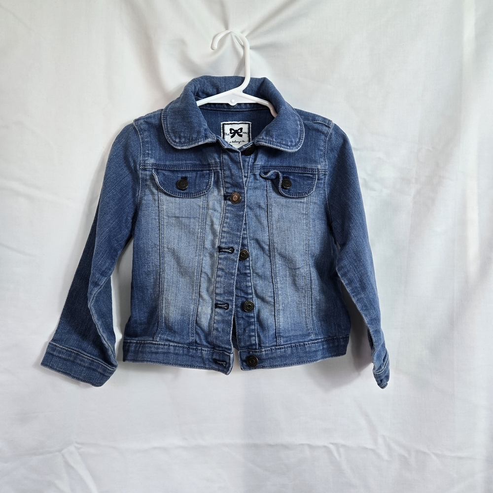 Gymboree Girls Blue Denim Front Button Collared Casual Stretch Jean Jacket 3T‎